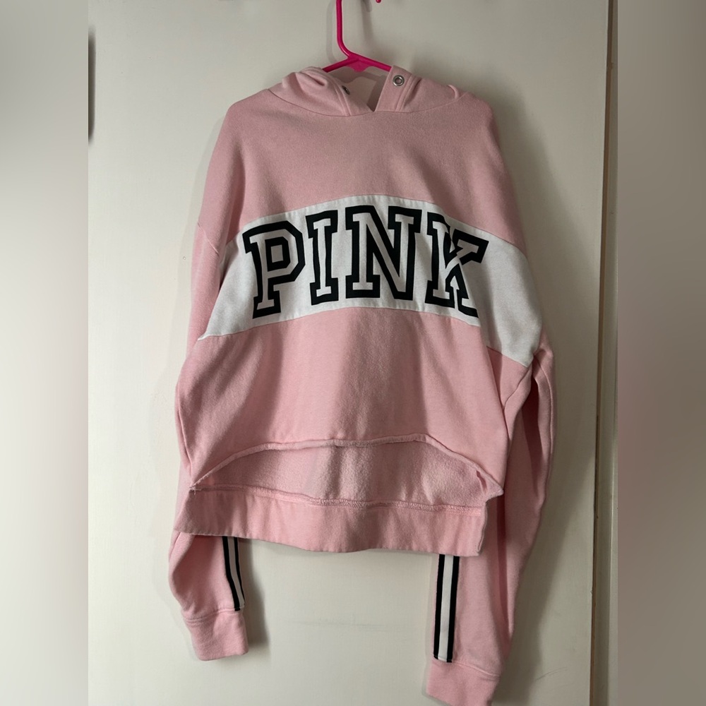 Victoria's Secret Pink and White Sweater Hoodie